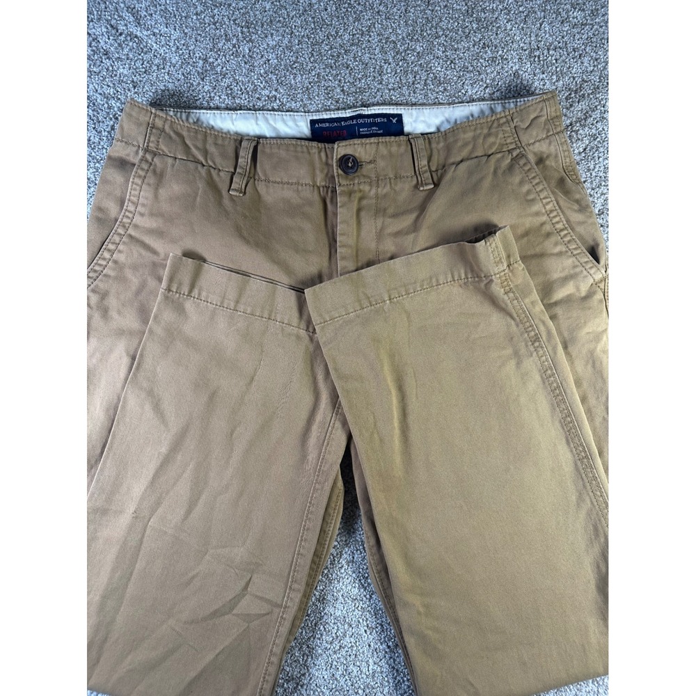 American Eagle Relaxed Fit Chinos Mens 36x34 Tan Khaki Cotton Twill Pants